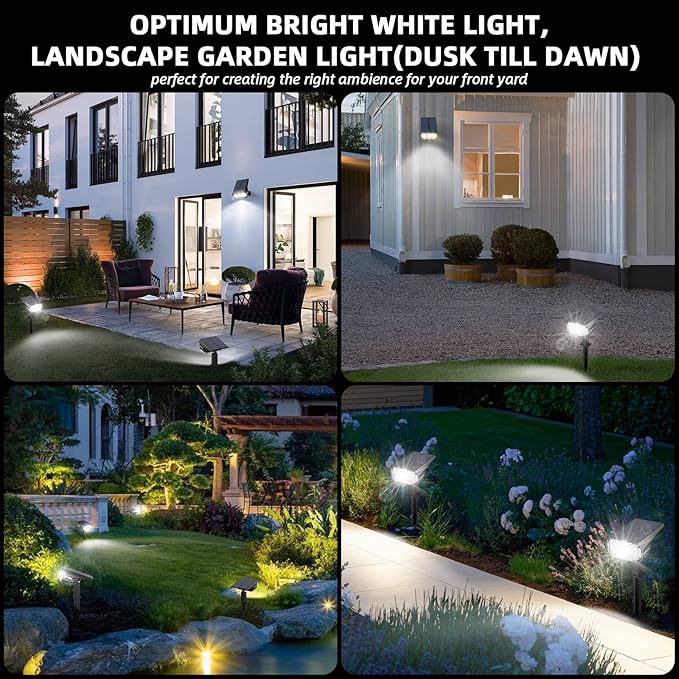 Solar Spot Lights Outdoor,IP65 Waterproof 40 LEDs Solar Landscape Spotlights,USB & Solar Powered Wall Lights,3 Modes Outdoor Solar Garden Lights Outdoor In-Ground Lights for Yard Porch 4 Pack