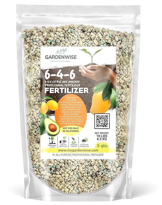 6-4-6 Avocado and Citrus Tree Professional Fertilizer Plant Food for Outdoor/Indoor Gardening; Quick-Release Nitrogen Fertilizer; Orange, Lime, Avocado and Lemon Tree Fertilizer (5 QUARTS)