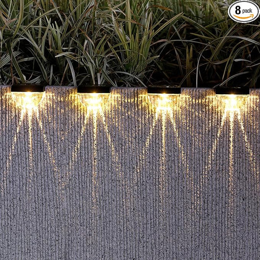 8 Pack Solar Deck Lights Outdoor, Solar Step Lights Waterproof for Outside, Yard, Patio, Garden, Pool, Railing, Stairs, Fence (Warm White)