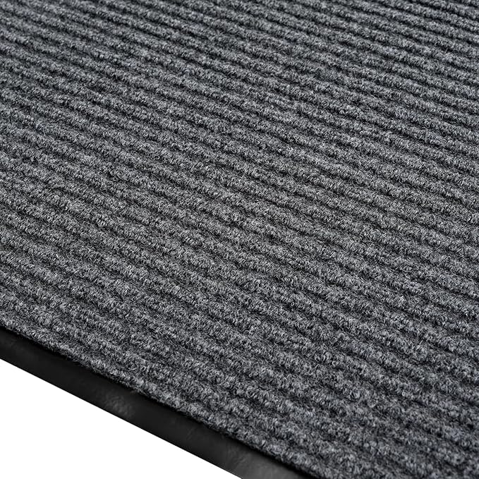 fani Heavy Duty Large Outdoor Indoor Entrance Doormat Waterproof Low Profile Entrance Rug Front Door Mat Patio Anti-Skid Rubber Back, 35x60 inch (Light Grey)