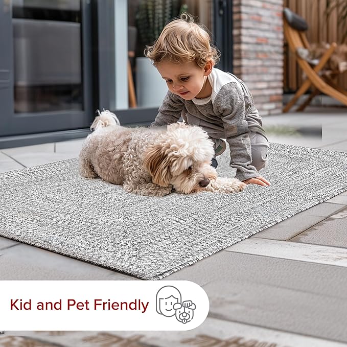 nuLOOM 2' x 18' Solid Hand Braided Indoor/Outdoor Area Rug, Pet-Friendly, High Traffic, Weather Resistant, for Patio, Balcony, Bedroom, Living, Dining Room, Wynn Salt and Pepper