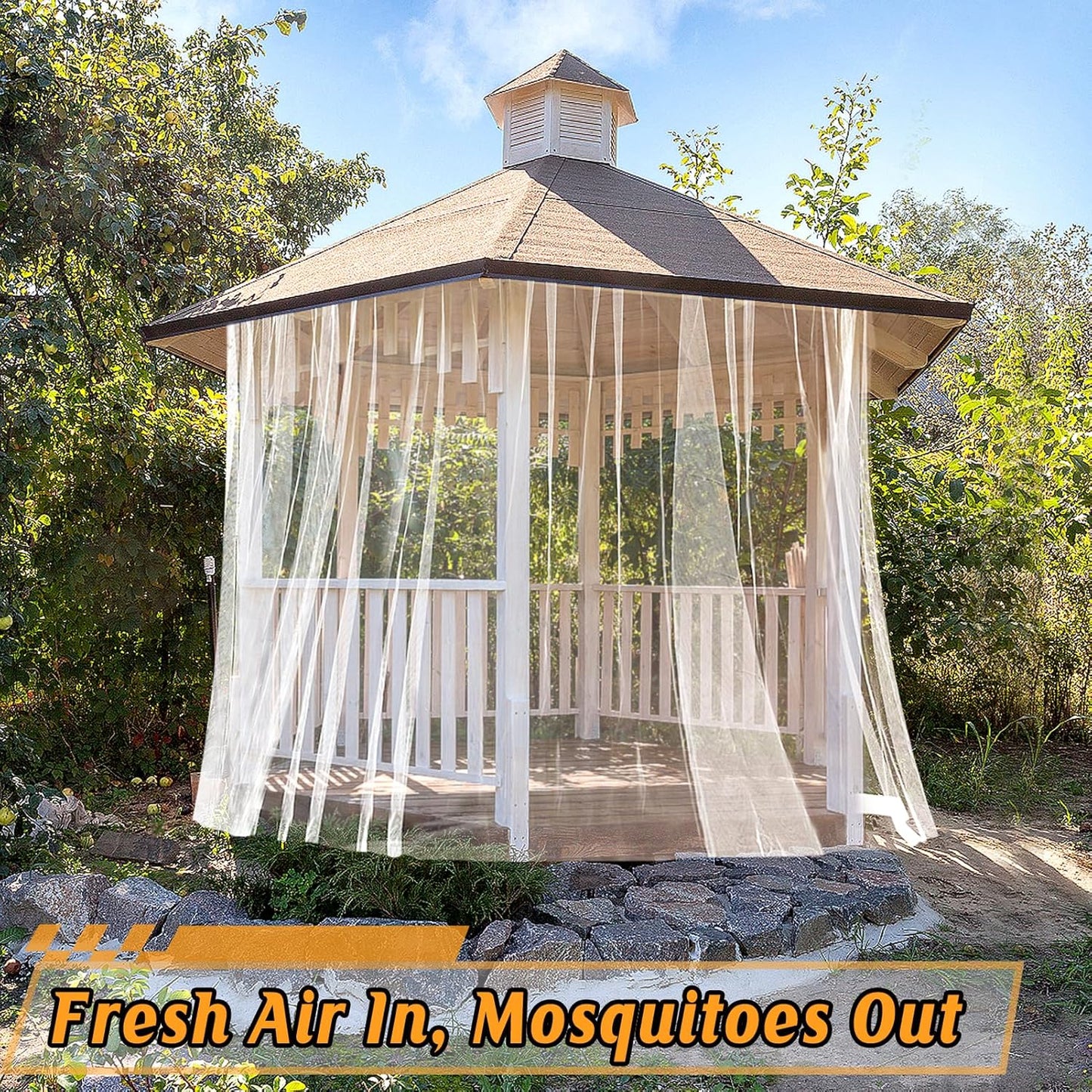 2Pcs 13x10ft Mosquito Net, Mesh Netting for Patio Skin and Plants Protection, Garden Bird Bug Screen, White