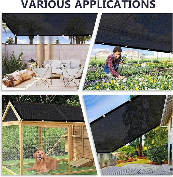 VICLLAX 90% Shade Cloth, 6x8FT Durable Black Mesh Trap with Every 3 FT Grommet, Sun Shade Fabric Netting for for Plants Cover, Greenhouse, Chicken Coop, Barn Kennel, Garden Patio