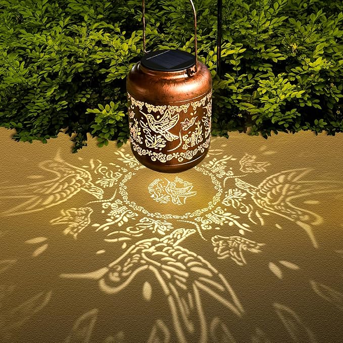 2Pack Hummingbird Solar Lanterns Outdoor Hanging Waterproof Hummingbird Garden Decor Christmas Gifts for Women Mom Grandma Metal Solar Lights Decoration Outside for Yard, Patio,Pathway Landscape