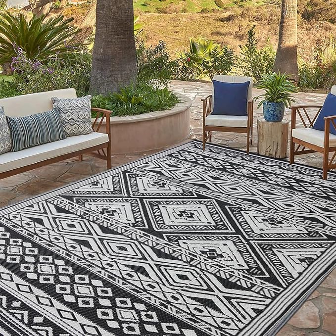 Outdoor Rug 8x10 ft Waterproof, Reversible Outdoor Plastic Straw Rug for Patios Clearance, Outdoor Area Rug Carpet RV Mat for Camping Backyard Deck Porch
