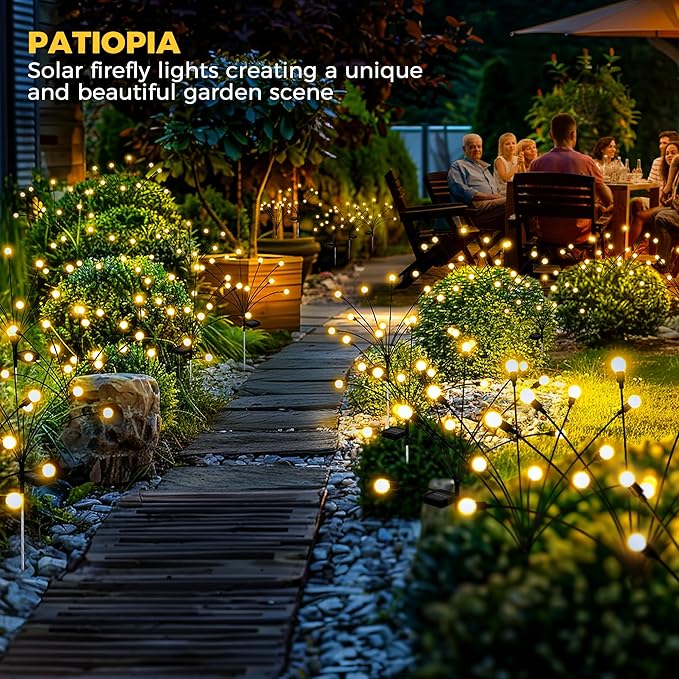 Solar Garden Lights, 60 LED Firefly Garden Lights Solar Outdoor, Solar Lights for Outside Sway by Wind,Solar Lights Outdoor Waterproof for Christmas Yard Patio Pathway Decoration (6 Pack)