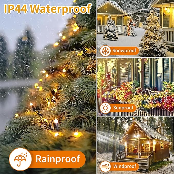 Christmas Light 1000 LEDs 336ft Green Cable Wire Fairy String Tree Twinkle Lights IP44 Waterproof 12 Modes for Christmas Party, Halloween, Outdoor, Garden, Wedding, Home Decoration (Purple)