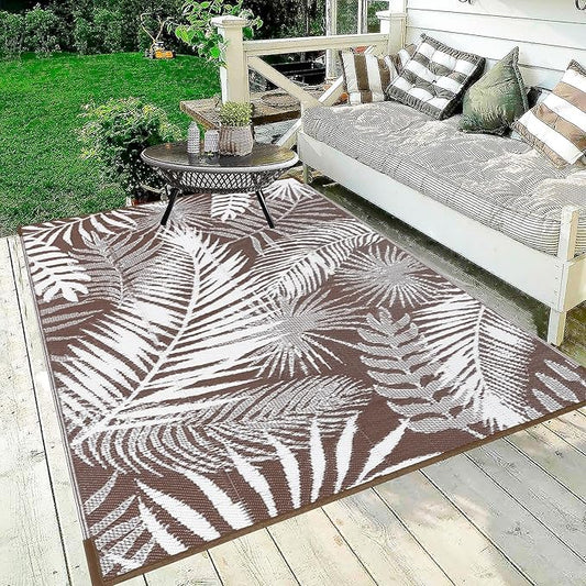 HiiARug Outdoor Rug 5x7Ft Outdoor Plastic Straw Rug Waterproof Outdoor Rugs for Patios Clearance Reversible Patio Mat Outdoor Carpet for Patio Camping Porch Deck RV Camper Backyard