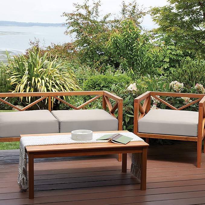 Classic Accessories Ravenna Water-Resistant 21 x 21 x 3 Inch Patio Seat Cushion, Mushroom, Chair Seat Cushion