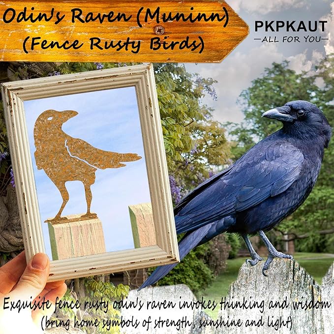 5Pcs Rusty Birds Metal Art Crow for Fence Decorations Outdoor, Metal Birds Craft Statue Ornaments Fence Topper Decor, Metal Bird Silhouette with Rusty Yard Art