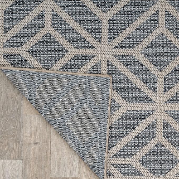 Rugshop Contemporary Geometric Indoor/Outdoor Area Rug 4' X 6' Blue
