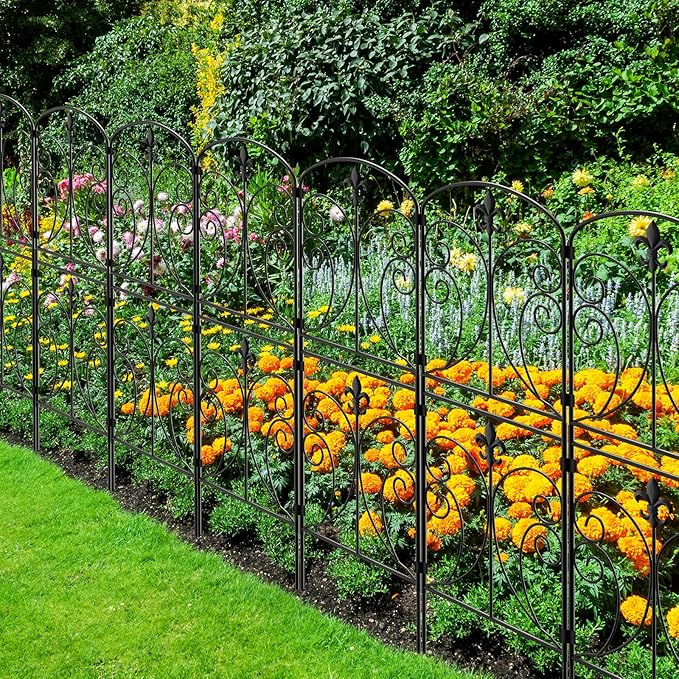 Skcoipsra Decorative Garden Fence 15 Pack, 37.5in(H) x 16ft(L) Animal Barrier Fence, Rustproof Metal Fencing for Yard, Dog Rabbits Wire Section Garden Edging Border for Yard Patio Garden, Arched