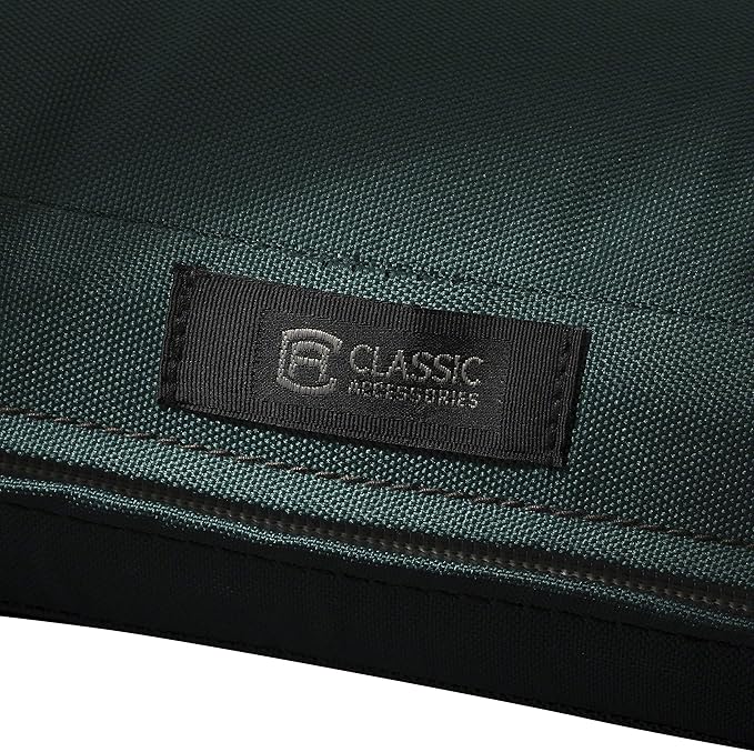 Classic Accessories Ravenna Water-Resistant 25 x 25 x 5 Inch Square Patio Seat Cushion Slip Cover & Foam, Mallard Green, Lounge Chair Cushion