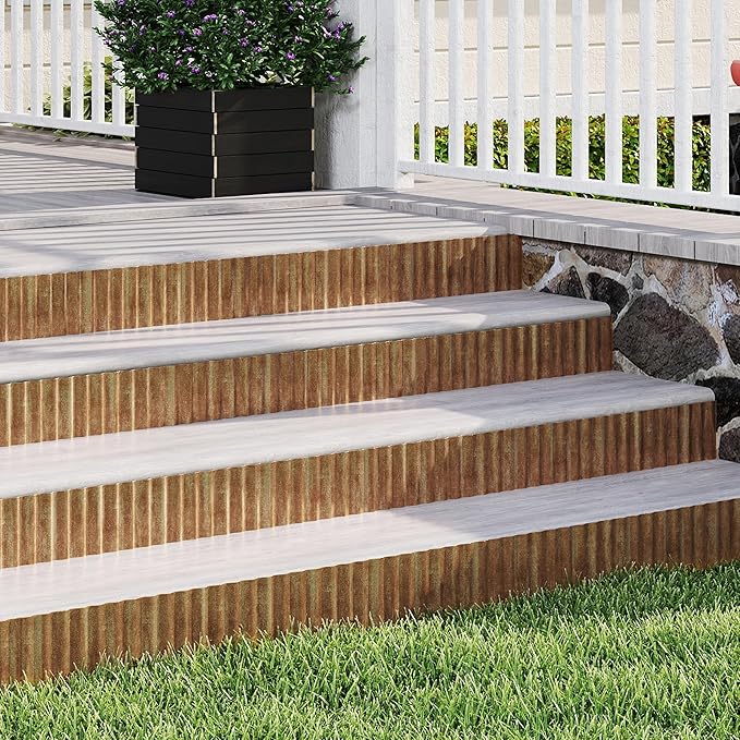 Metal Garden Edging Border, Corrugated Steel Landscaping, DIY for Lawn (Rusty, 6 Inch x 10FT)
