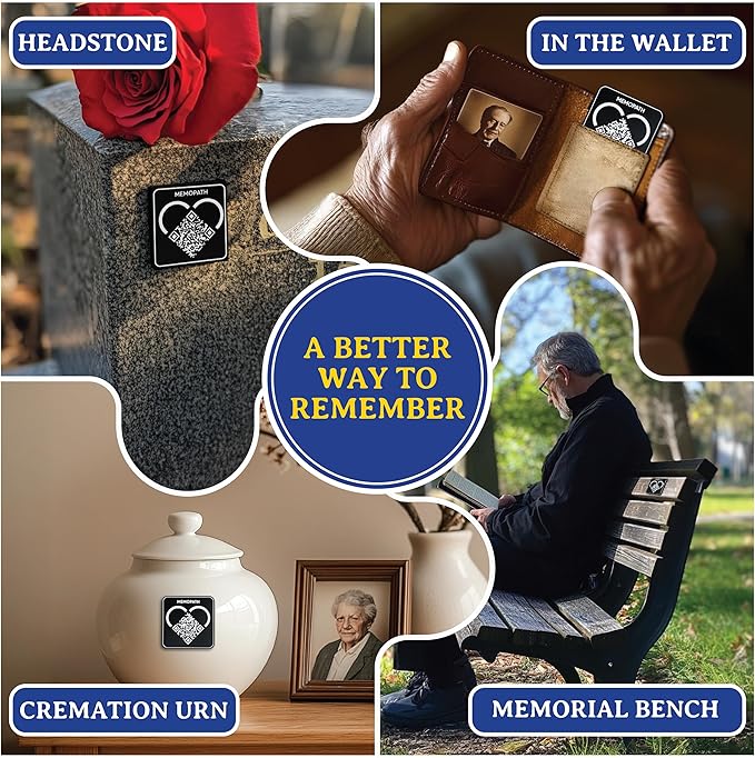 3 pcs QR Memorial Plaque and Memorial Webpage - Cemetery Plaques for Grave, Cemetery Qr Code, Memorial Qr Code for Headstone, Memorial Plaques, Memorial Gifts for Loss of Loved One