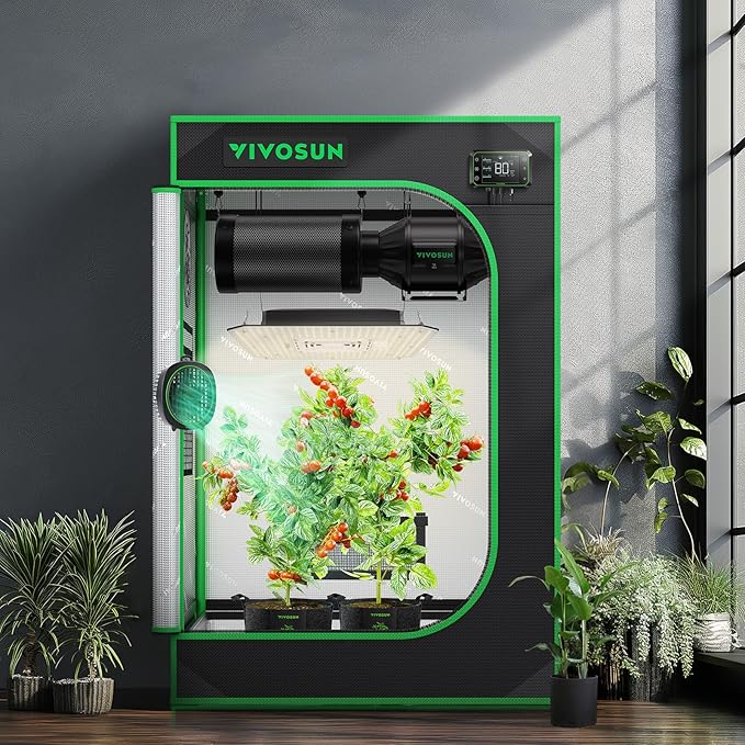 VIVOSUN S223 2x2 Grow Tent, 24"x24"x36" High Reflective Mylar with Observation Window and Floor Tray for Hydroponics Indoor Plant for VS1000