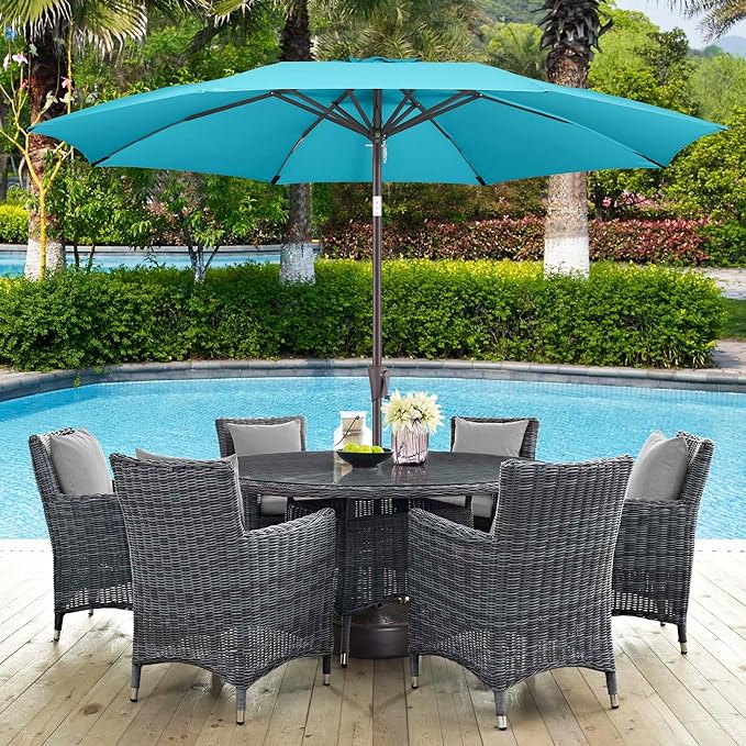 10ft Outdoor Patio Umbrella - Table Umbrella Waterprool UV Protection, Sombrillas de Patio with Push Button Tilt&Crank, Sun Umbrella for Pool, Porch, Garden, Deck, Backyard(Sky Blue)