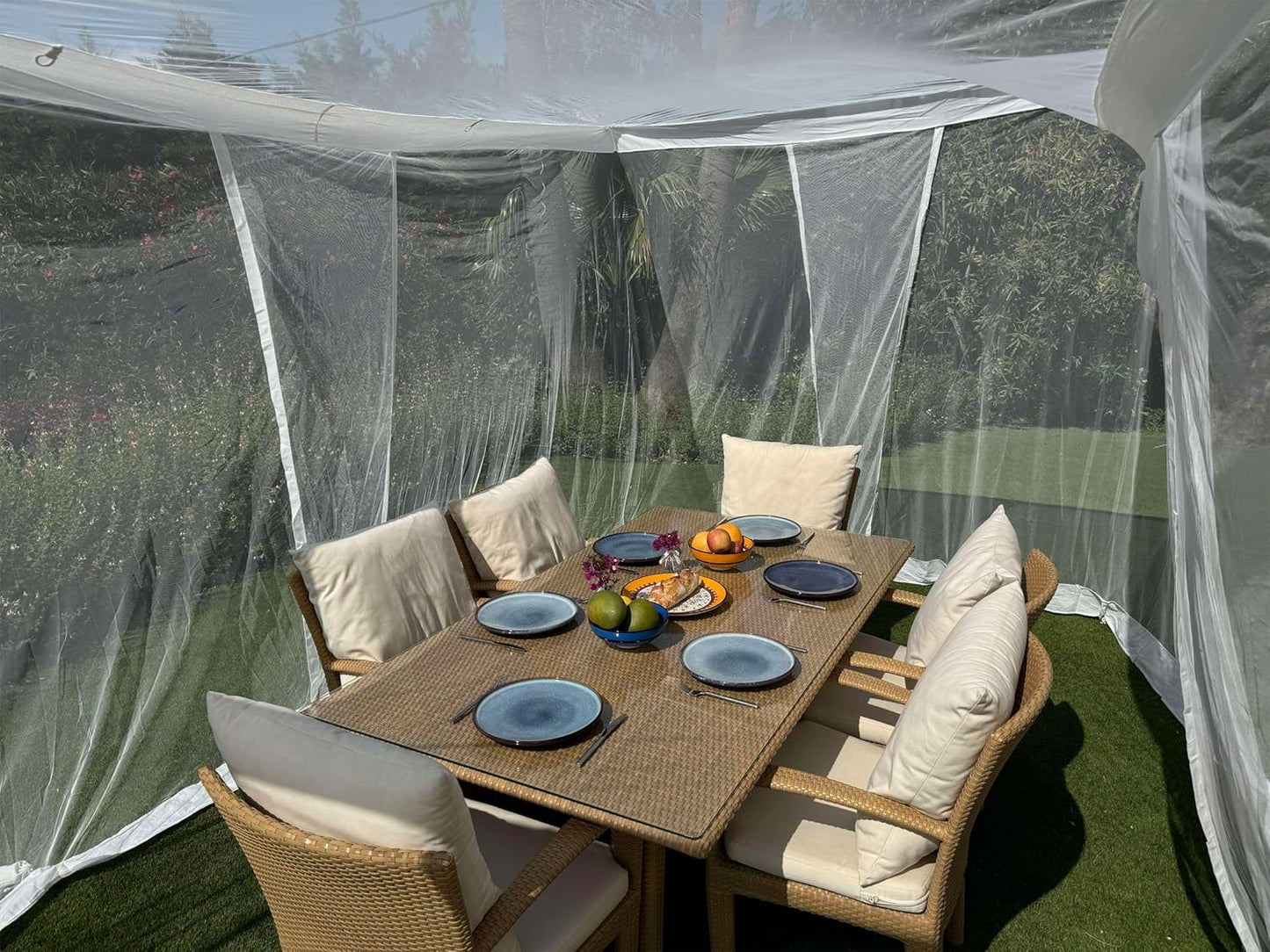 Mosquito Net for Patio 14.75 x 8.2 FT | Very Large Sizes & Fabric Designed for Outdoors | Insect House Screen Netting for Gazebo, Porch & Garden Terrace | White Outside Canopy Bug Protection