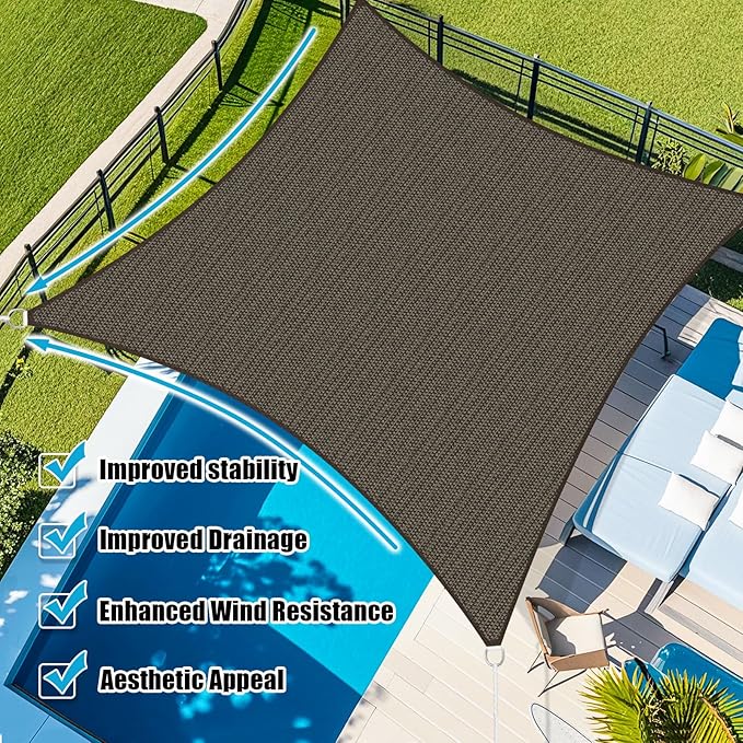 Amagenix Sun Shade Sail 6X14 Curved Edge Outdoor Shade Canopy Mocha Breathable 95% UV Block Shade Cloth for Patio Garden Backyard (We Make Custom Size)