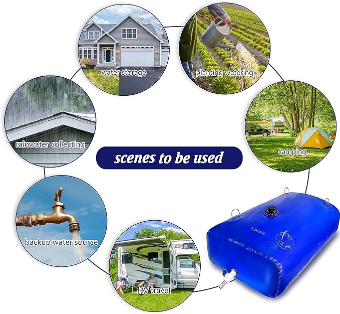 50Gal Portable Water Storage Bladder, Foldable Large Capacity Container Water Tank, Agricultural Irrigation, Camping, Firefighting, Outdoor Household Water