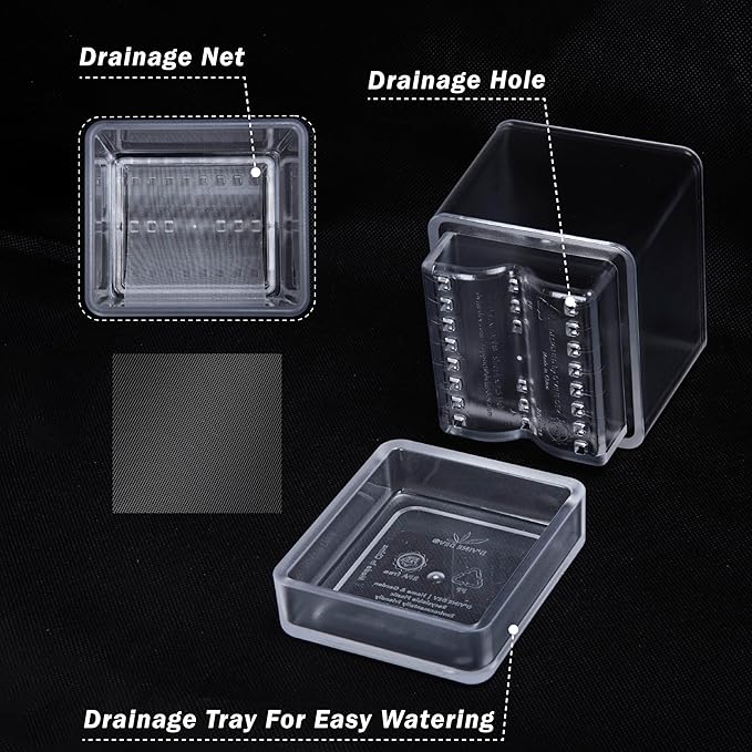 4 Inch Herb Planter Pot, Plastic Planter with Drainage Holes and Saucer, Modern Decorative Gardening Pot for Indoor Plants, Flowers, Herbs, Succulents, Clear, Set of 3, 76-Y-D-3