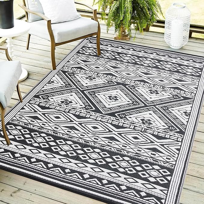 Outdoor Rug 8x10 ft Waterproof, Reversible Outdoor Plastic Straw Rug for Patios Clearance, Outdoor Area Rug Carpet RV Mat for Camping Backyard Deck Porch