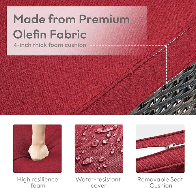 5 Pieces Patio Furniture Sets Wicker Outdoor Furniture, Rattan Patio Swivel Glider Chairs with 2 Ottoman and Glass Side Table