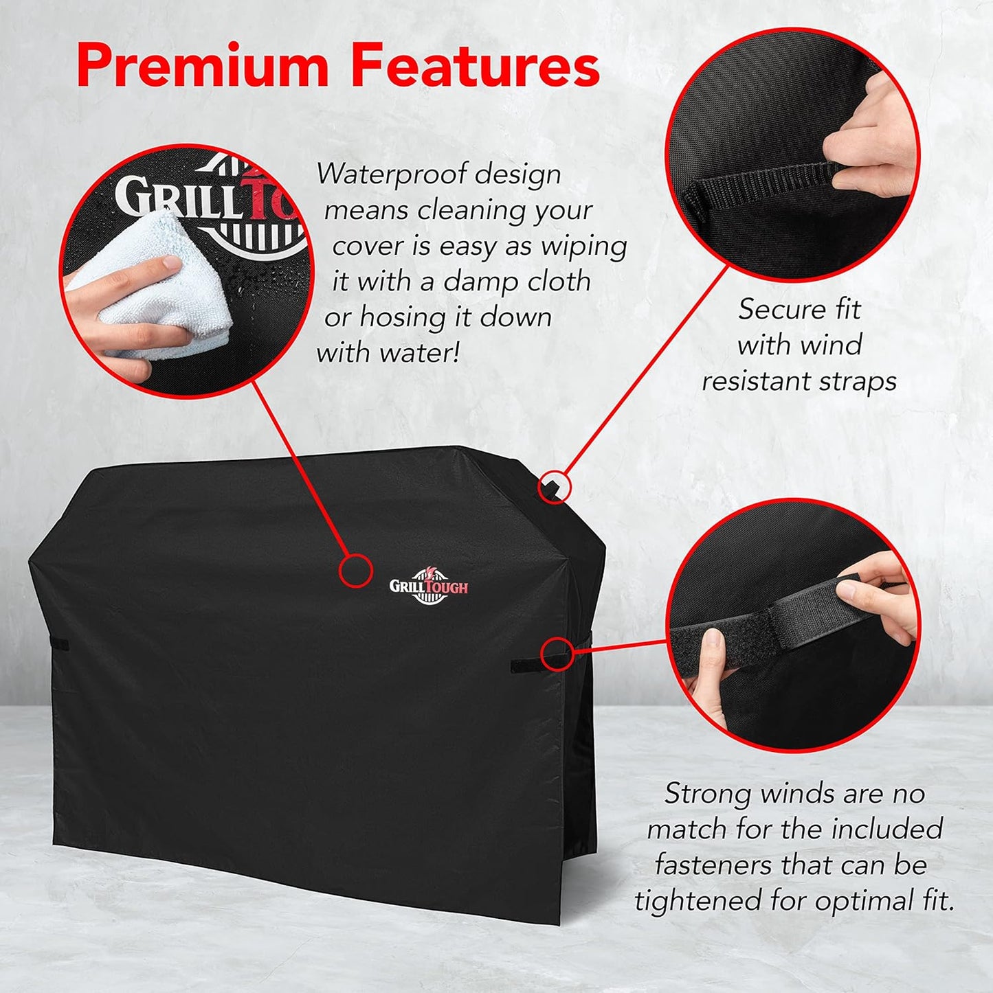 Heavy Duty BBQ Grill Cover for Outdoor Grill, 60 Inch – Waterproof, Weather Resistant, UV & Fade Resistant with Adjustable Straps – Gas Grill Cover for Weber, Charbroil
