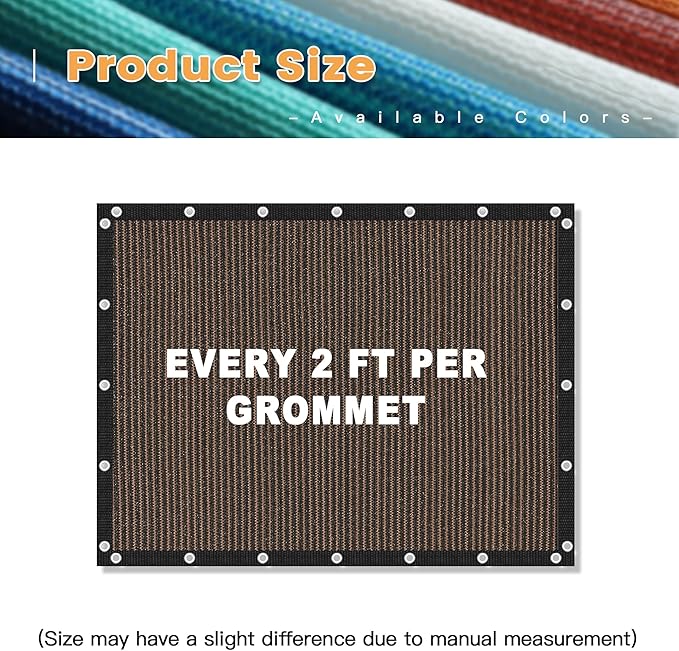 VICLLAX Shade Fabric Sun Shade Cloth with Every 2 FT Grommets for Patio Garden Pergola Cover Canopy 7x22 FT, Mocha