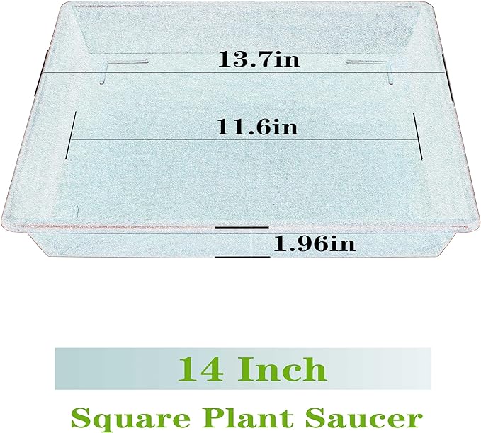 Square Plant Saucer 14 Inch 2 Pack，Plant Stand Plant Trays for Pots Heavy Duty Plastic Plant Saucers for Indoors Outdoors, Flower Pot No Holes Plant Lover Gardening Gifts