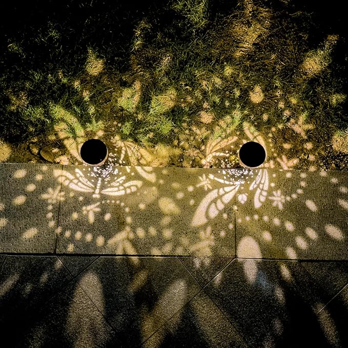 2-Pack Dragonfly Outdoor Solar Pathway Lights, Metal Garden Path Decorations, Waterproof Landscape Lighting for Yard, Lawn, Walkway – Gifts for Women, Mom, Grandma