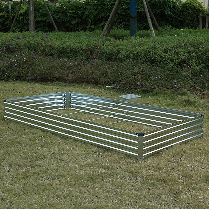 8x4x1ft(2 Pack) Galvanized Raised Garden Bed,Outdoor Planter Box Metal Patio Kit Planting Bed for Vegetables Flowers Herb,Silver