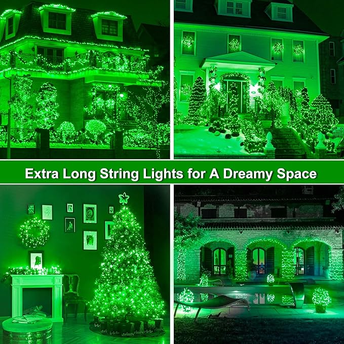 164Ft 500 LED St Patrick's Day Lights, Waterproof 8 Twinkle with Memory Functions Green String Lights for Indoor Outdoor Tree Garden Decoration (Green)
