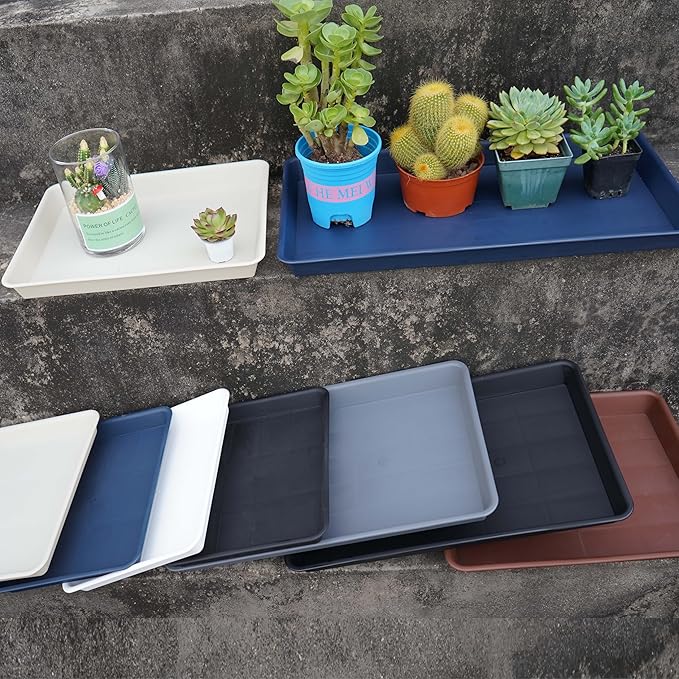 Plant Saucer Growing Tray, Seed Starter Tray Rectangular, Heavy Sturdy Plastic Plant Saucers Drainage Trays, Plant Drip Trays for Pots, Seed Starter Growing Tray (11 x 9 inch, 1 Pack)