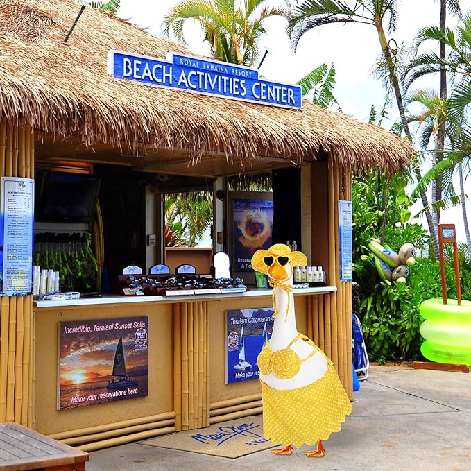 Bikini Goose Outfit Lawn Goose Clothing Porch Goose Outfits Summer Yard Goose Outfits Hawaiian Luau Goose Outfit for 23'' Lawn Goose Outdoor Decoration(Bikini,Yellow)