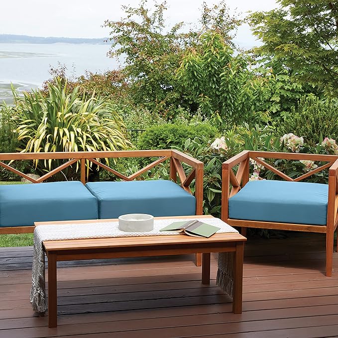 Classic Accessories Ravenna Water-Resistant 21 x 19 x 3 Inch Patio Seat Cushion, Empire Blue, Chair Seat Cushion