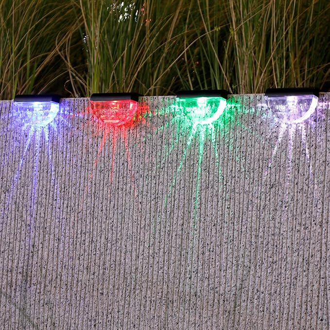 8 Pack Solar Deck Lights Outdoor, Solar Step Lights Waterproof for Outside, Yard, Patio, Garden, Pool, Railing, Stairs, Fence (Color Changing)