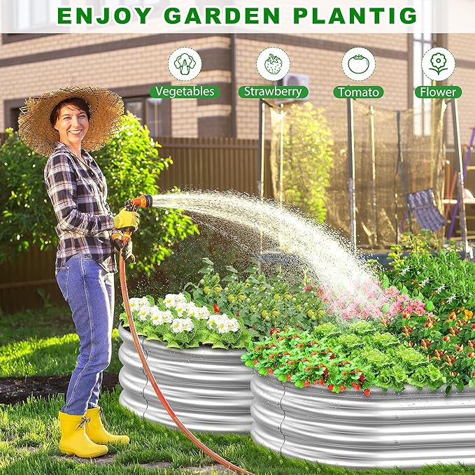 2pcs 72x36x12in Galvanized Steel Raised Garden Bed, Outdoor Planter Box for Easy DIY & Clean - Large Metal Garden Beds for Backyards, Terraces & Balconies