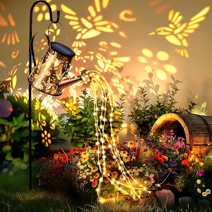 Solar Lights Outdoor Garden Decor, Large Lanterns Watering Can Lights Gardening Gifts for Mom Women Grandma Birthday, Hanging Lights Outdoor Decoration for Yard Porch Patio Backyard