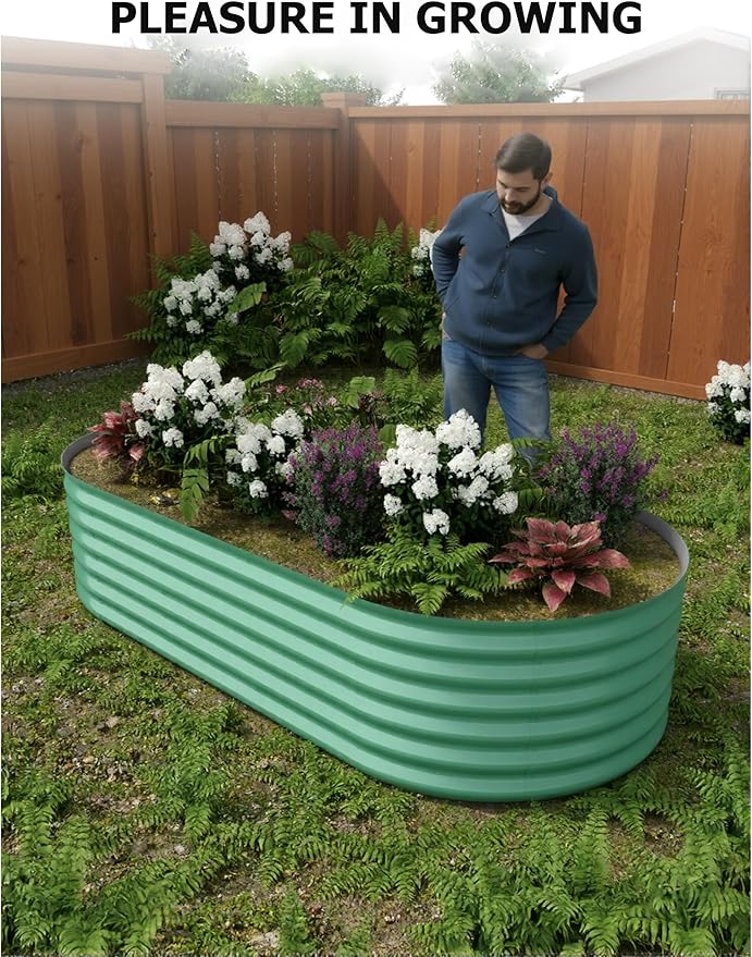 2 Pcs Raised Garden Beds Outdoor 8x4x1.5ft - Galvanized Steel Planter Box for Vegetables, Flowers, Rust-Resistant Garden Box, Easy Assembly Raised Beds, Durable Planters for Outdoor Plants, Green