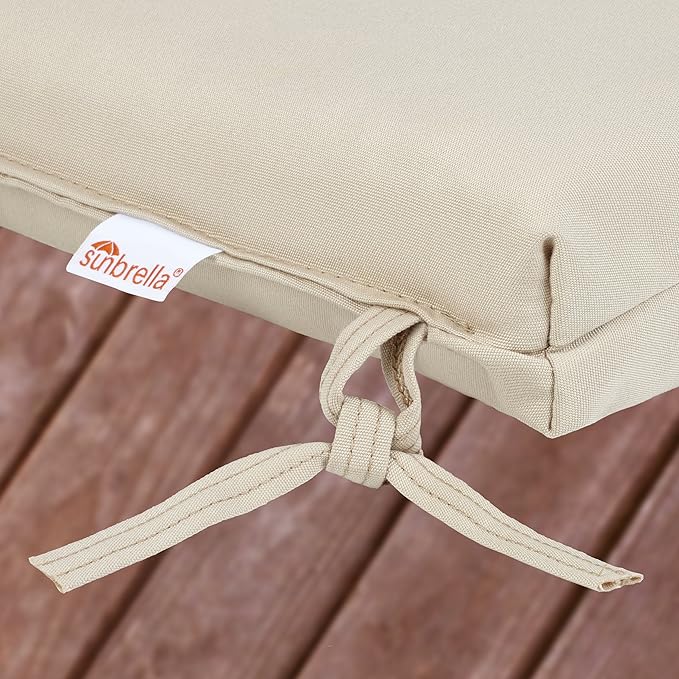 Sorra Home Sunbrella Bristol Square Chair Cushion (Set of 2) - Fade & Water Resistant, Outdoor & Indoor Patio Seat Cushion with Plush Foam - Canvas Spa (19" x 19" x 2.5")