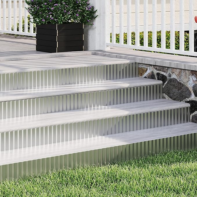 Metal Garden Edging Border, Corrugated Steel Landscaping, DIY for Lawn (Silver, 6 Inch x 10FT)