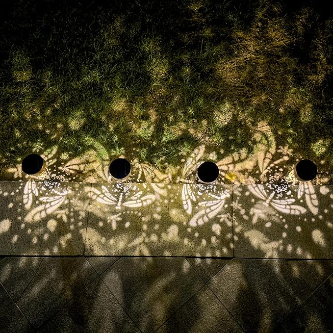 2-Pack Dragonfly Outdoor Solar Pathway Lights, Metal Garden Path Decorations, Waterproof Landscape Lighting for Yard, Lawn, Walkway – Gifts for Women, Mom, Grandma