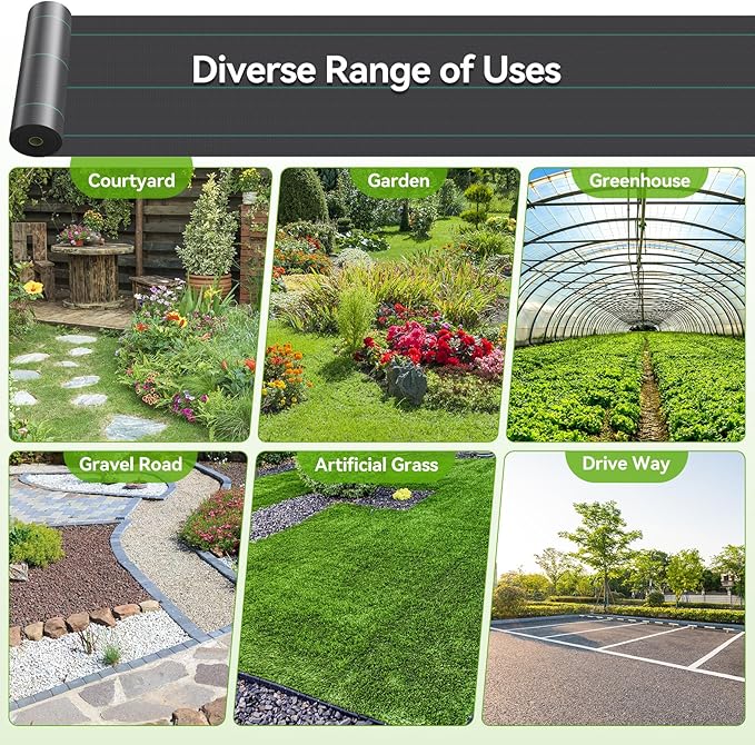 3ftx100ft Weed Barrier Landscape 3.2oz Fabric Heavy Duty, Woven Weed Control Cloth, Woven Geotextile Fabric for Underlayment, Gardening Ground, Commercial Driveway Weed Block Cover Mat