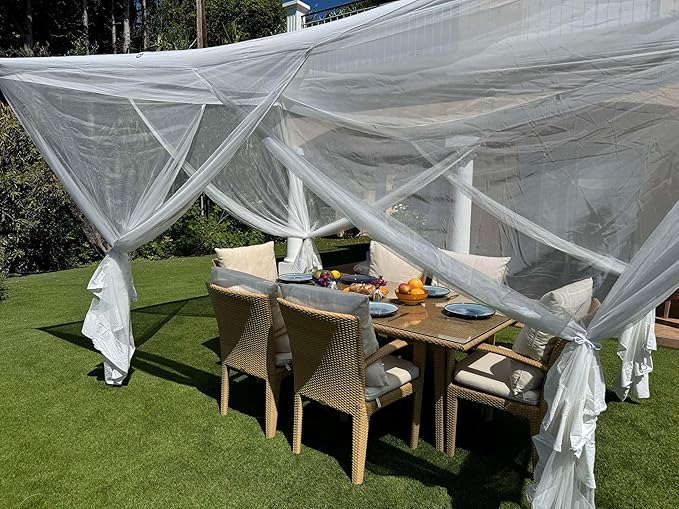 Mosquito Net for Patio 13 x 10 FT | Very Large Sizes & Fabric Designed for Outdoors | Insect House Screen Netting for Gazebo, Porch & Garden Terrace | White Outside Canopy Bug Protection