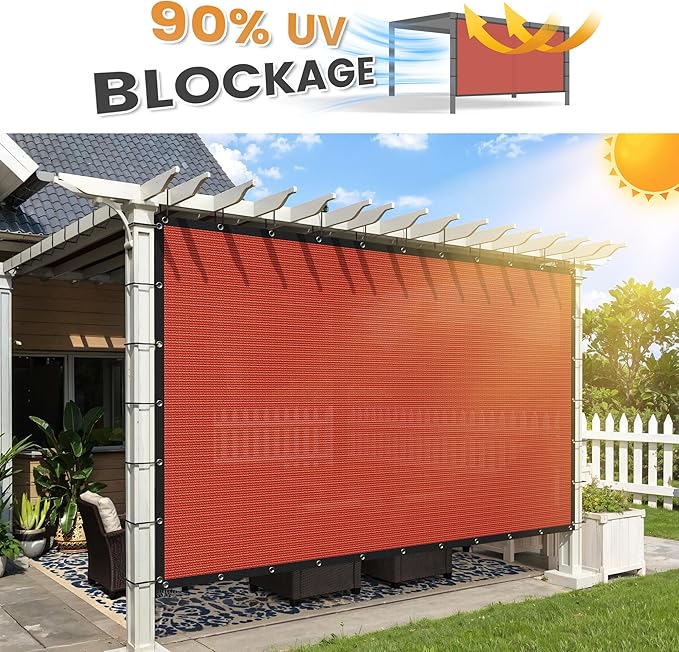 VICLLAX Shade Fabric Sun Shade Cloth with Every 2 FT Grommets for Patio Garden Pergola Cover Canopy 10x14 FT, Rust Red