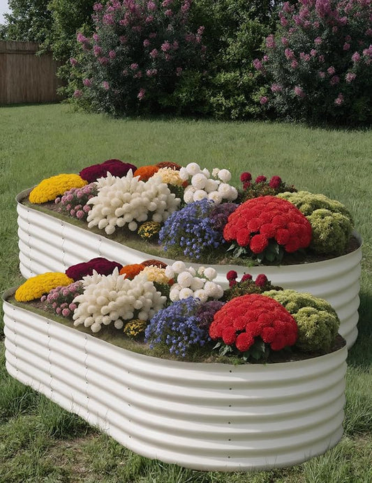 2 Pcs Raised Garden Beds Outdoor 10x4x1.5ft - Galvanized Steel Planter Box for Vegetables, Flowers, Rust-Resistant Garden Box, Easy Assembly Raised Beds, Durable Planters for Outdoor Plants, Beige