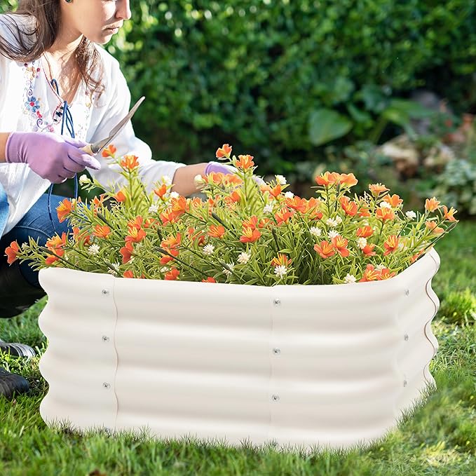 2-Pack 2x1ft Galvanized Raised Garden Bed, Outdoor Planter Bed, Metal Planter Box for Gardening and Planting