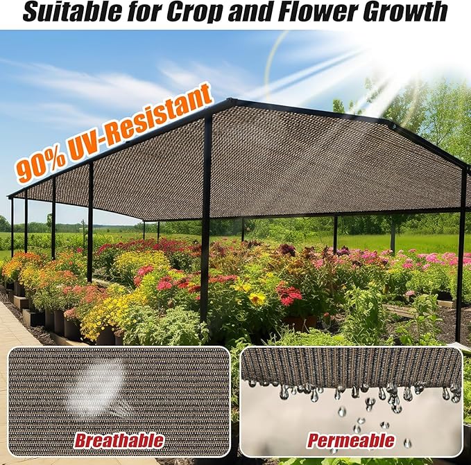 Outdoor 90% Sun Shade Cloth with Grommets, 14 X 23 FT Pergola Shade Cover for Garden Patio Carport Kennel Swimming Pool, Mocha (We Make Custom Size)