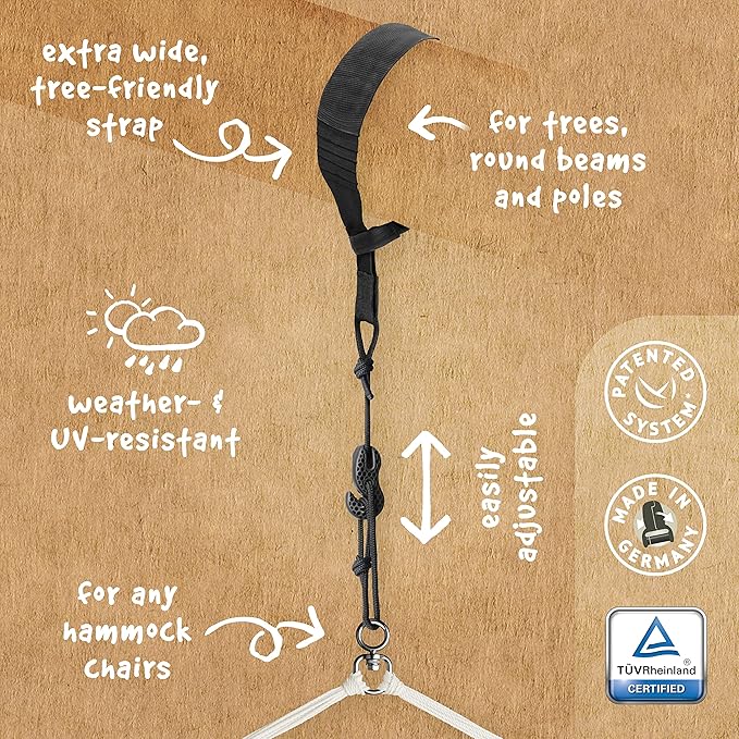 LA SIESTA® - Medium Basic Domingo Hammock Chair & TreeMount - Weather & Tear Resistant Hanging Chair w/Suspension Kit for Trees Beams & Posts - Bedroom Patio Outdoor Indoor Hammock Chair - Sea Salt